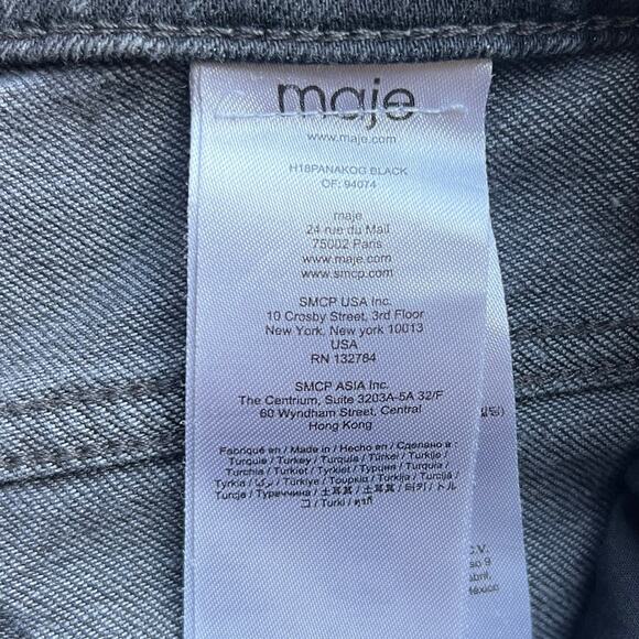 Maje Panako Frayed Hem High Rise Slim Leg Jeans in Black Size FR 36 - Picture 5 of 6
